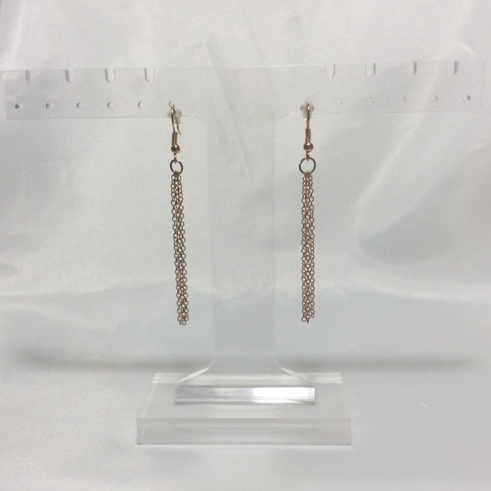 Bronze Dangle Chain Tassel Earrings